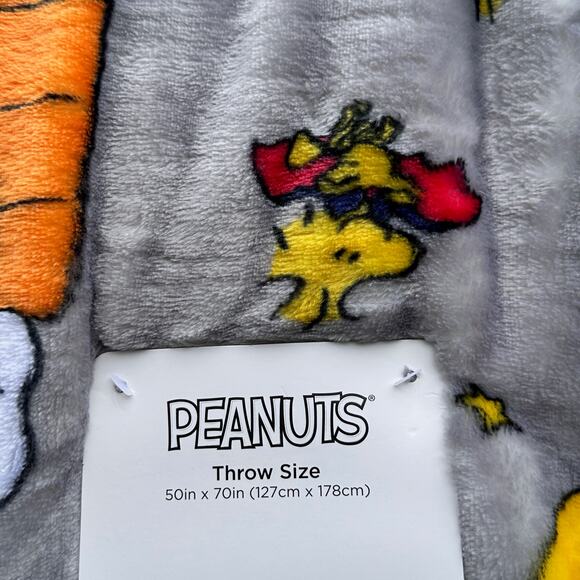 NEW Peanuts Snoopy Great Pumpkin Halloween 50x70” Gray Snuggly Throw Blanket - Picture 4 of 14